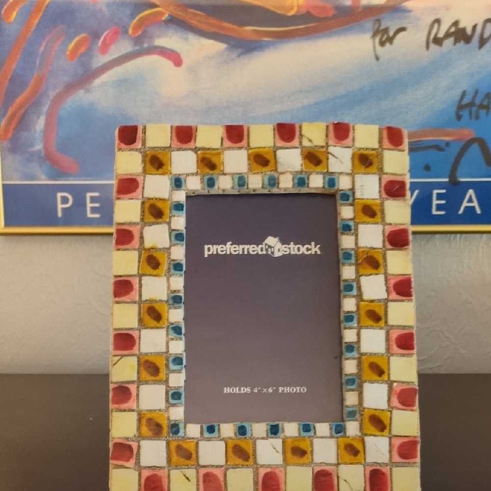 Preferred Stock Multicolor Mosaic Photo Frame - Red, Yellow, Blue Accent